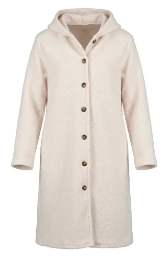 معطف شتوي بأزرار وغطاء رأس 2251-05 لون بيج 2251-05
