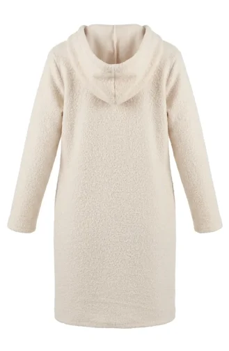 معطف شتوي بأزرار وغطاء رأس 2251-05 لون بيج 2251-05