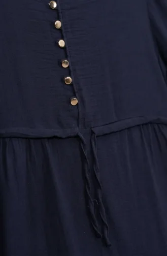 Gelaagde Mousseline Hijabjurk Met Knoopsluiting 2249-04 Marineblauw 2249-04