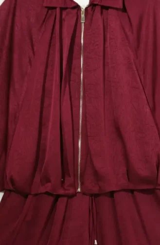 Fermuarlı Krinkıl Saten ikili Takım 71329-02 Bordo