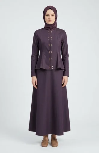 Kot Görünümlü Ceket Etek Takım 71482-01 Mürdüm