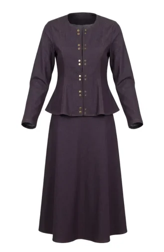 Kot Görünümlü Ceket Etek Takım 71482-01 Mürdüm