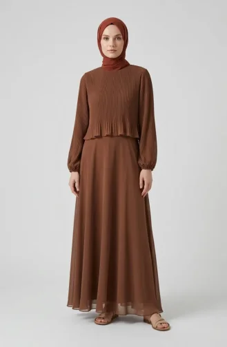 Plus Size Pleated Evening Dress 0170-11 Milky Coffee 0170-11