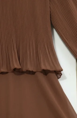 Plus Size Pleated Evening Dress 0170-11 Milky Coffee 0170-11