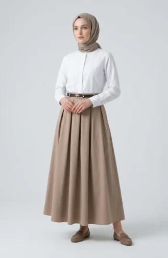 Jupe évasée Ceinturée 71489-01 Beige 71489-01