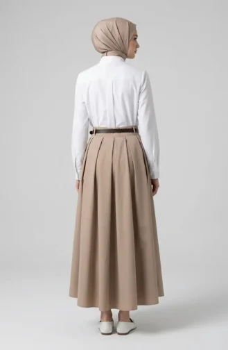 Jupe évasée Ceinturée 71489-01 Beige 71489-01