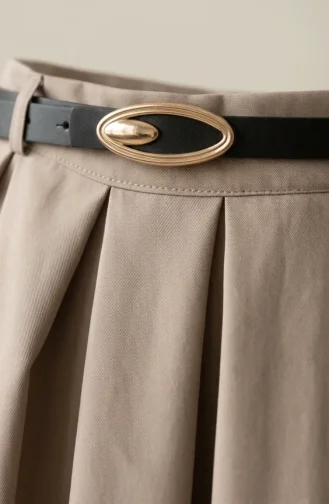 Jupe évasée Ceinturée 71489-01 Beige 71489-01