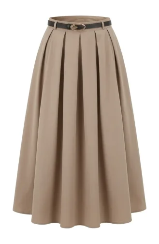 Jupe évasée Ceinturée 71489-01 Beige 71489-01