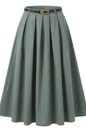 Jupe évasée Ceinturée 71489-03 Vert Clair 71489-03