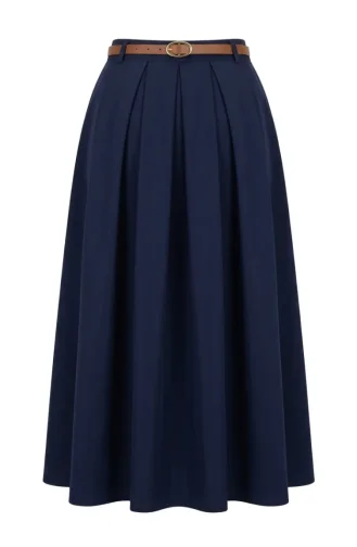 Jupe évasée Ceinturée 71489-05 Bleu Marine 71489-05