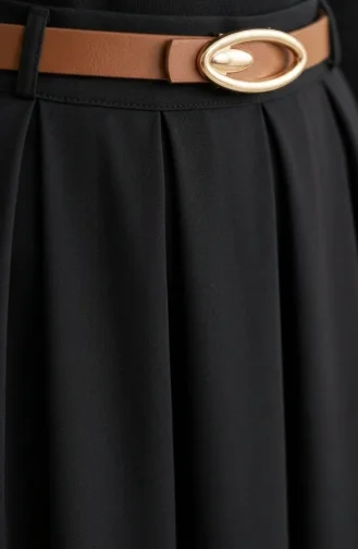 تنورة واسعة بحزام 71489-06 أسود 71489-06