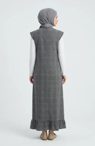 Checked Textured Sleeveless Dress 2514-01 Grey 2514-01