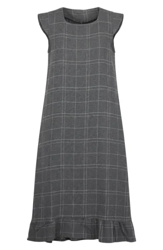 Checked Textured Sleeveless Dress 2514-01 Grey 2514-01