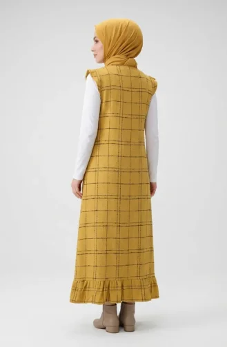 Checked Textured Sleeveless Dress 2514-02 Mustard 2514-02