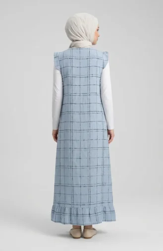 Checked Textured Sleeveless Dress 2514-03 Ice Blue 2514-03