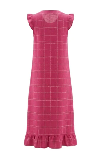 Robe Sans Manches à Carreaux Texturés 2514-04 Rose 2514-04
