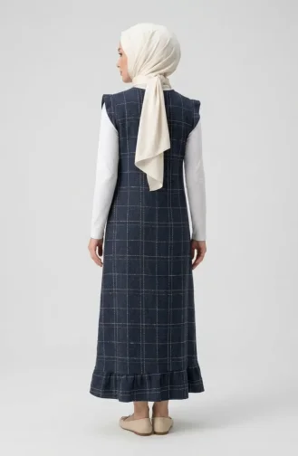 Kareli Dokulu Jile Elbise 2514-05 İndigo