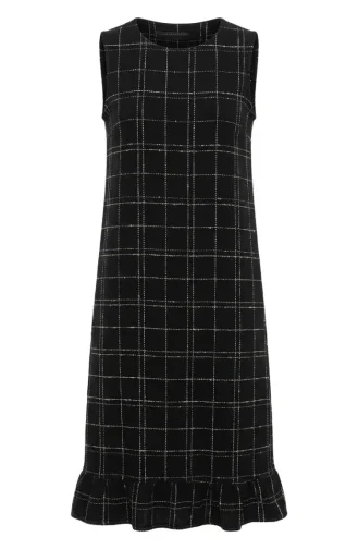 Robe Sans Manches à Carreaux Texturés 2514-06 Noir 2514-06
