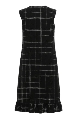 Robe Sans Manches à Carreaux Texturés 2514-06 Noir 2514-06