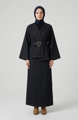 Cotton Fabric Belted Kimono 71355-01 Navy Blue 71355-01