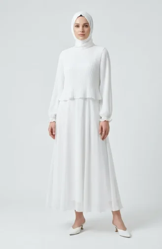 Robe De Soirée Plissée Grande Taille 0170-05 Blanche 0170-05