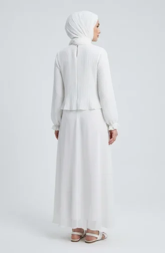 Robe De Soirée Plissée Grande Taille 0170-05 Blanche 0170-05