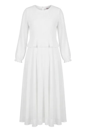 Robe De Soirée Plissée Grande Taille 0170-05 Blanche 0170-05