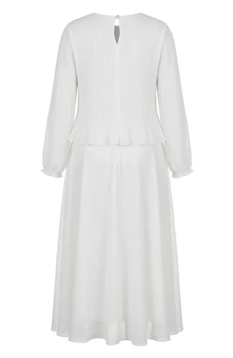 Robe De Soirée Plissée Grande Taille 0170-05 Blanche 0170-05