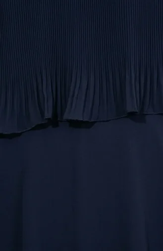 Plus Size Pleated Evening Dress 0170-06 Navy Blue 0170-06