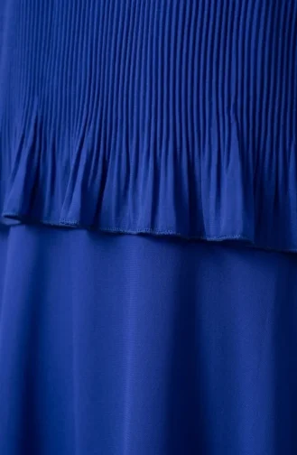Robe De Soirée Plissée Grande Taille 0170-07 Bleu Marine 0170-07