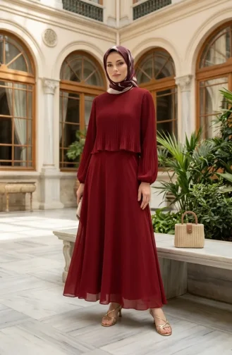 Plus Size Pleated Evening Dress 0170-08 Terracotta 0170-08