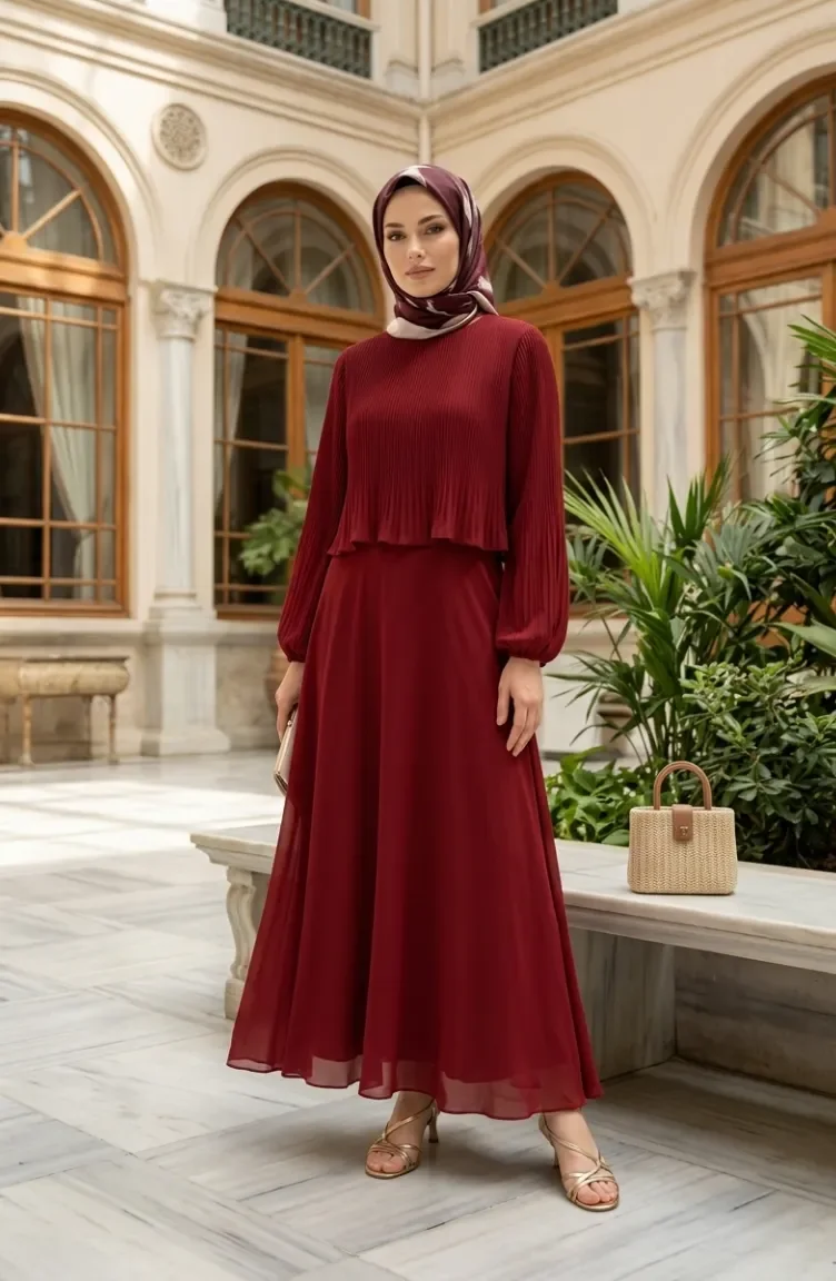 Plus Size Pleated Evening Dress 0170-08 Terracotta 0170-08