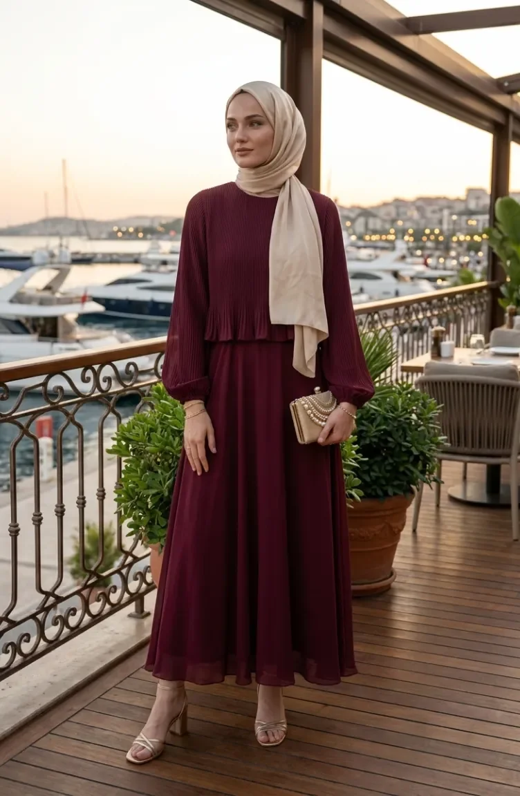 Robe De Soirée Plissée Grande Taille 0170-09 Rose 0170-09