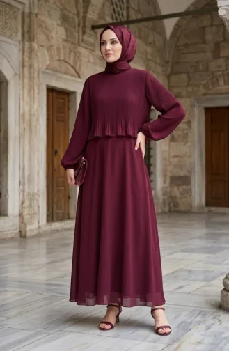 Robe De Soirée Plissée Grande Taille 0170-09 Rose 0170-09