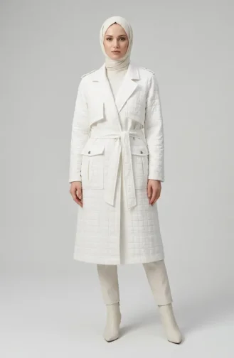 Gewatteerde Waterafstotende Trenchcoat 71211-01 Crème 71211-01
