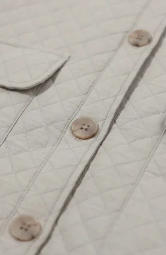 Gilet Matelassé à Capuche Boutonnée 71308-03 Beige 71308-03
