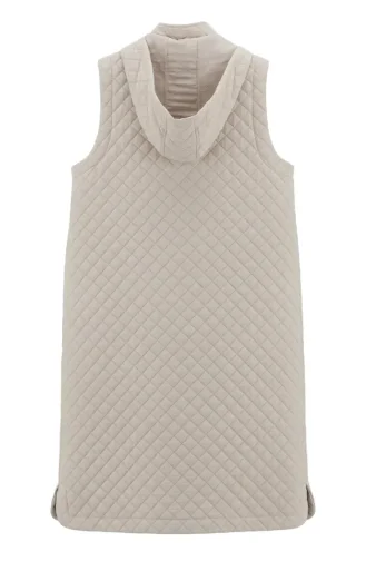 Gilet Matelassé à Capuche Boutonnée 71308-03 Beige 71308-03