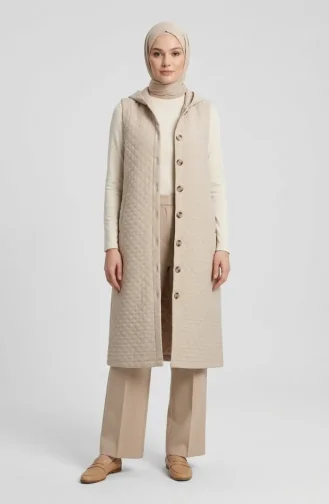 Gesteppte Weste Mit Knöpfen 71314-01 Beige 71314-01
