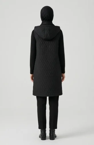 Gilet Matelassé à Capuche Et Boutons 71315-04 Noir 71315-04