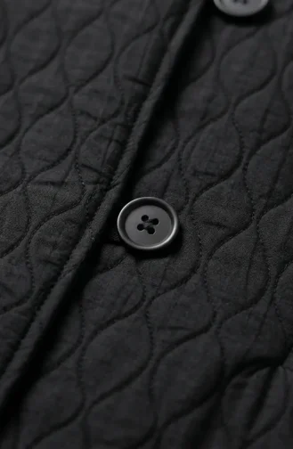 Gilet Matelassé à Capuche Et Boutons 71315-04 Noir 71315-04
