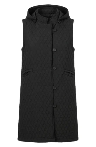 Gilet Matelassé à Capuche Et Boutons 71315-04 Noir 71315-04