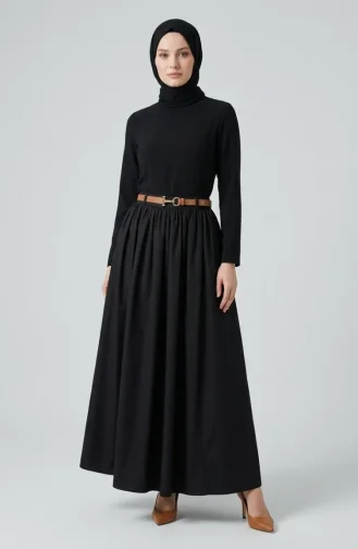 Jupe évasée Ceinturée 71470-04 Noire 71470-04