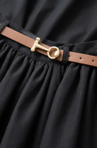 Jupe évasée Ceinturée 71470-04 Noire 71470-04