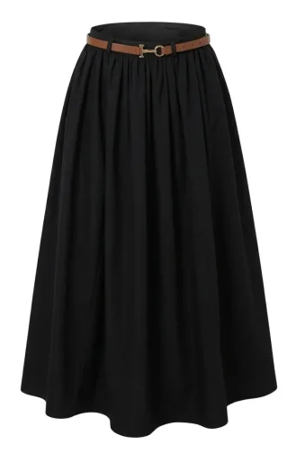 Jupe évasée Ceinturée 71470-04 Noire 71470-04