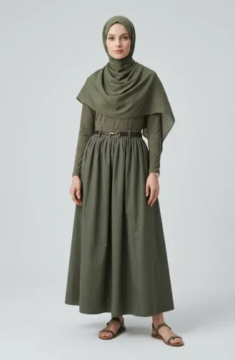 تنورة واسعة بحزام 71470-05 كاكي 71470-05