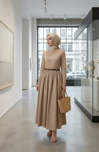 Jupe évasée Ceinturée 71470-06 Beige 71470-06
