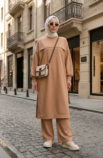 Two-Piece Tunic And Trousers Set 0549-04 Milk Coffee 0549-04