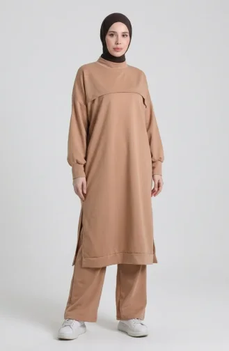 Two-Piece Tunic And Trousers Set 0549-04 Milk Coffee 0549-04
