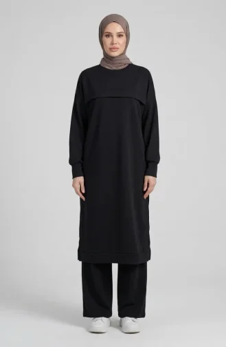 طقم ثنائي خيطان تونيك بنطلون 0549-05 أسود 0549-05