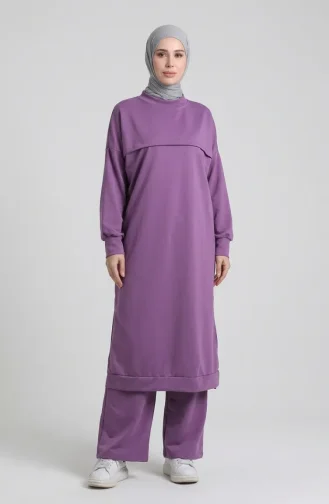 Zweiteiliges Tunika Und Hose Set 0549-06 Lila 0549-06